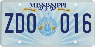 MS license plate ZDO016