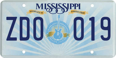 MS license plate ZDO019