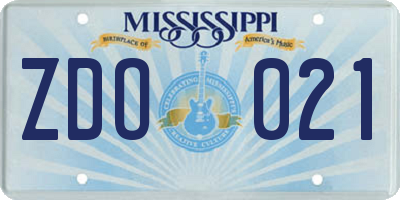 MS license plate ZDO021