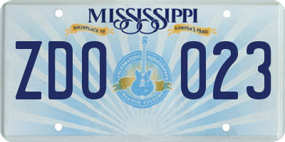 MS license plate ZDO023