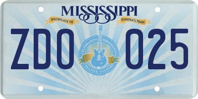 MS license plate ZDO025