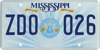 MS license plate ZDO026