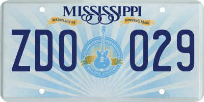 MS license plate ZDO029