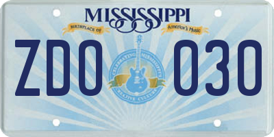 MS license plate ZDO030