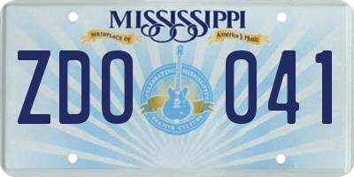 MS license plate ZDO041
