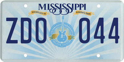 MS license plate ZDO044