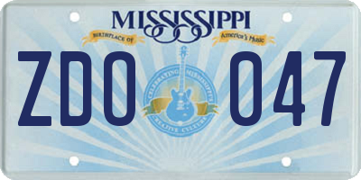 MS license plate ZDO047