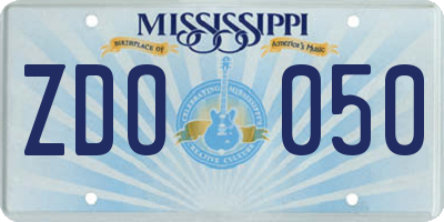MS license plate ZDO050