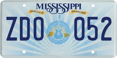 MS license plate ZDO052