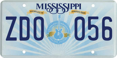 MS license plate ZDO056