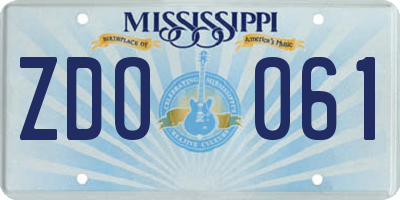 MS license plate ZDO061