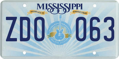 MS license plate ZDO063