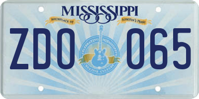 MS license plate ZDO065