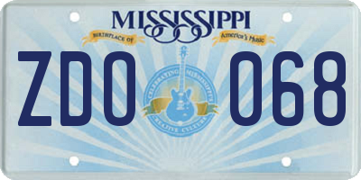 MS license plate ZDO068