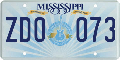 MS license plate ZDO073