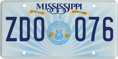 MS license plate ZDO076