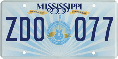 MS license plate ZDO077