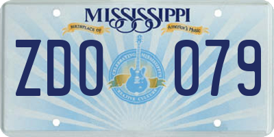 MS license plate ZDO079