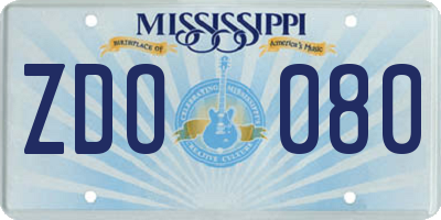 MS license plate ZDO080