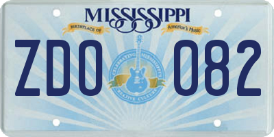 MS license plate ZDO082
