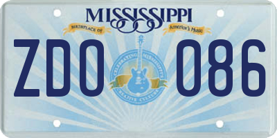 MS license plate ZDO086