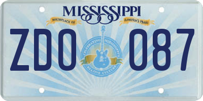 MS license plate ZDO087