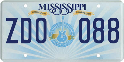 MS license plate ZDO088