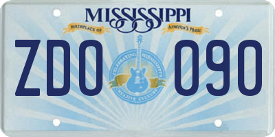 MS license plate ZDO090