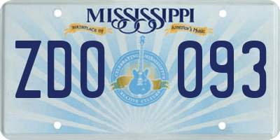 MS license plate ZDO093