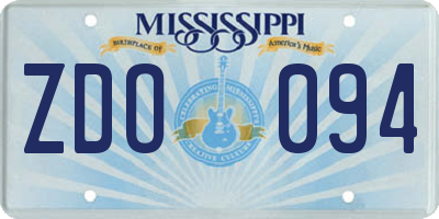 MS license plate ZDO094