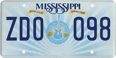 MS license plate ZDO098