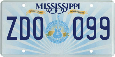 MS license plate ZDO099