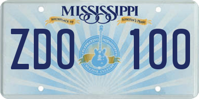 MS license plate ZDO100
