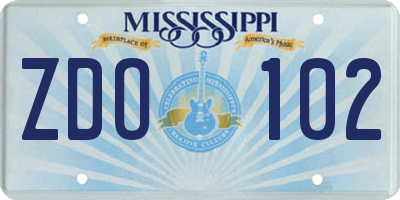 MS license plate ZDO102