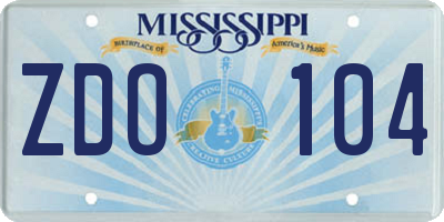 MS license plate ZDO104