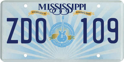 MS license plate ZDO109
