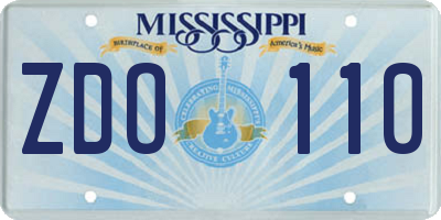 MS license plate ZDO110