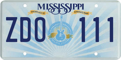 MS license plate ZDO111