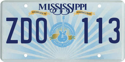 MS license plate ZDO113