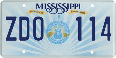 MS license plate ZDO114