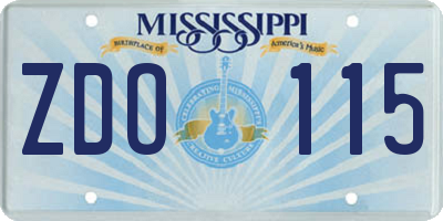 MS license plate ZDO115