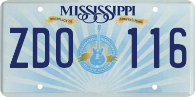MS license plate ZDO116