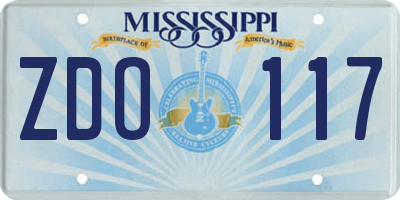 MS license plate ZDO117