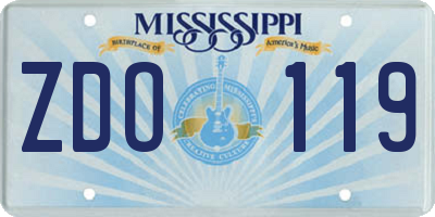 MS license plate ZDO119