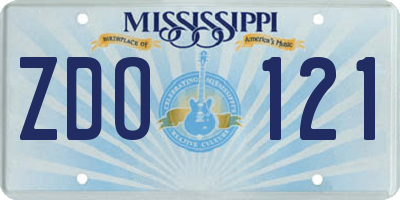 MS license plate ZDO121