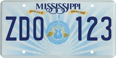 MS license plate ZDO123