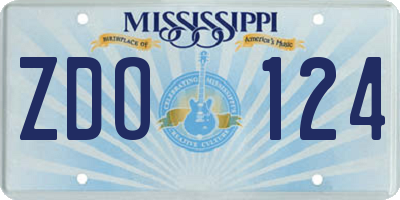 MS license plate ZDO124