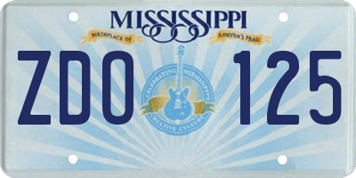 MS license plate ZDO125