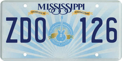 MS license plate ZDO126