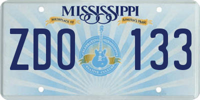 MS license plate ZDO133